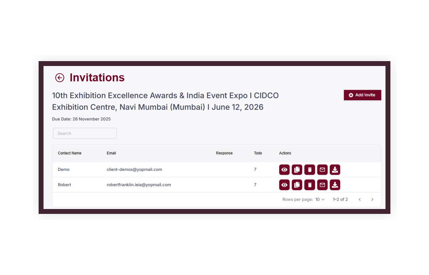 Gather Hub Invitations Screen